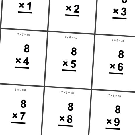 printable multiplication flash cards