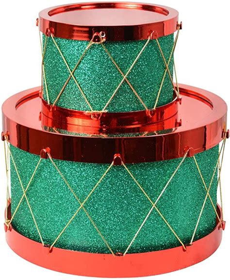 amazoncom de set   christmas decorative drums sparkling green  gold  hurricane