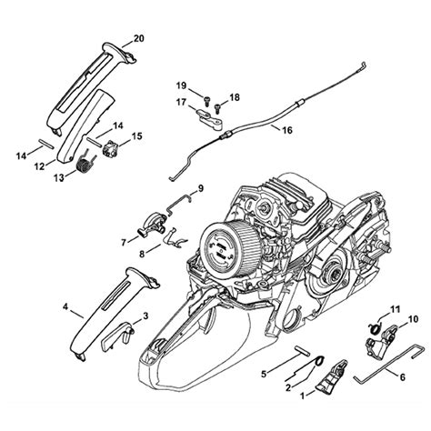 stihl ms  chainsaw ms vwz parts diagram throttle control