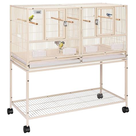 vivohome   stackable divided bird parakeet cage  rolling stand parakeet cage