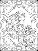 Coloring Pages Trippy Monkey Adults Dover Psychedelic Color Book Difficult Adult Colouring Printable Grown Ups Print Kids Chimp Zoo Animal sketch template