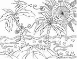 Coloring Beach Scene Pages Summer Doodle Alley Tropical Printable Color Adults Sheets Kids Book Print Simple Drawings Board Getdrawings Nature sketch template