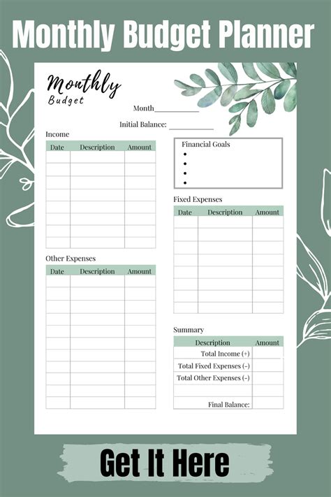 budget planner monthly budget printable budget template etsy hong