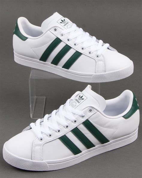 adidas coast star trainers  white  green  casual classics