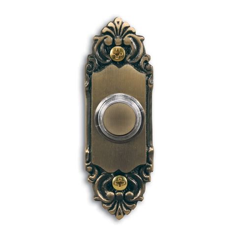 utilitech wired antique brass doorbell button   doorbell buttons department  lowescom