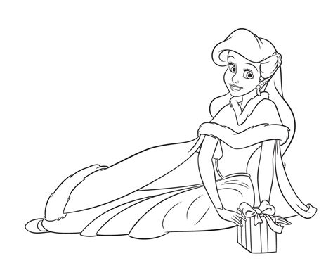 christmas princess coloring page