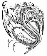 Dragon Tattoo Coloring Pages Chinese Tribal Color Getcolorings Printable Print Netart sketch template