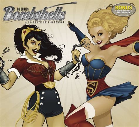 a 2015 wall calendar featuring female dc comics characters as pin up girls