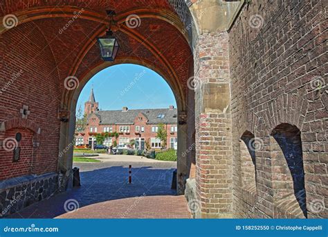 utrecht gate utrechtse poort   fortified town  naarden netherlands stock photo