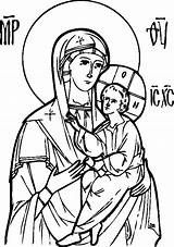 Coloring Icon Orthodox Icons Theotokos Pages Mary Religious Kids Church Drawing Byzantine Child Oca Line Books sketch template