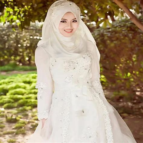 2017vintage muslim long sleeve wedding dresses with hijab islamic full