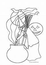 Witch Cauldron Halloween Coloring Pages Broom Printables Clipartqueen sketch template