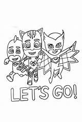 Pj Cartoon Characters Masks Coloring Kids Pages sketch template