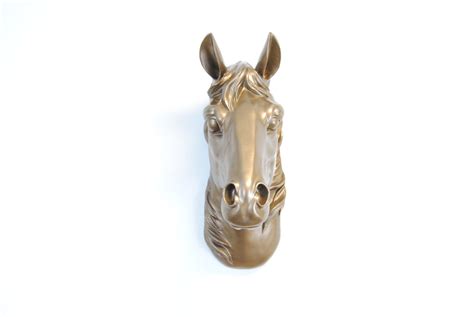 faux taxidermy metallic bronze faux horse head mount large