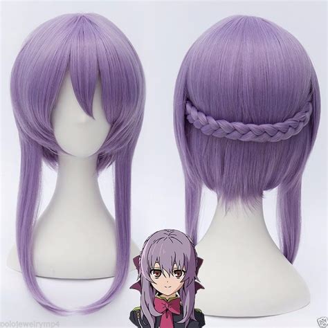 seraph of the end shinoa hiragi light purple short braid temple cosplay full wig ebay