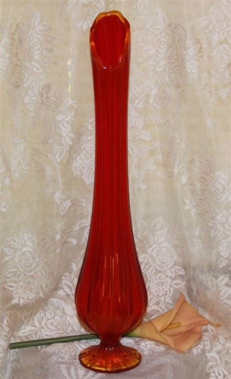Vintage Viking Glass~vase~persimmon Amberina~orange~handmade Stretch