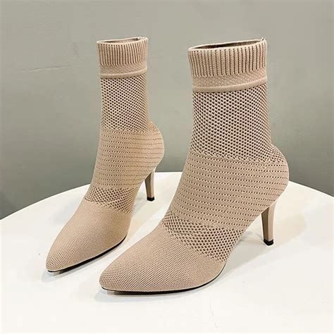 sexy sok laarzen breien stretch laarzen hoge hakken voor vrouwen mode schoenen  lente herfst