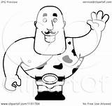 Strong Man Cartoon Waving Spotted Outfit Coloring Vector Clipart Cory Thoman Outlined 2021 sketch template