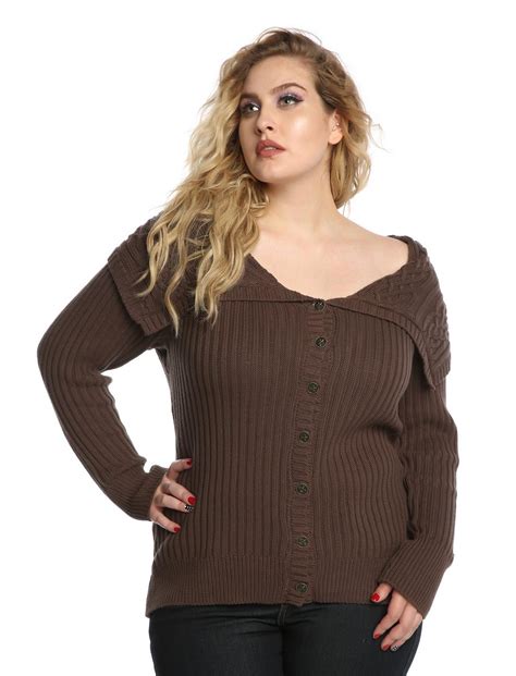 Outlander Foldover Cable Knit Cardigan Plus Size Hot Topic
