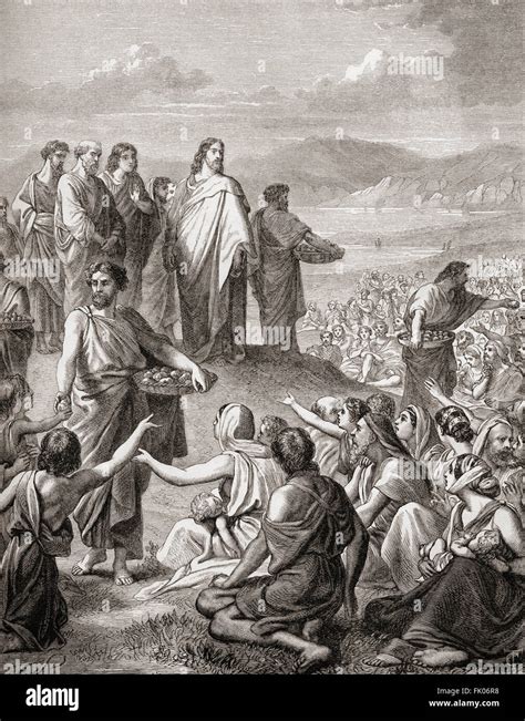 jesus feeding  multitude  miracle    loaves