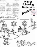 Directions Following Worksheets Coloring Winter Printable Speech Worksheet Activity Preschool Follow Kindergarten Template Activities Teacherspayteachers Therapy sketch template
