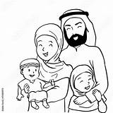Musulmane Vecteur Famille Heureuse sketch template