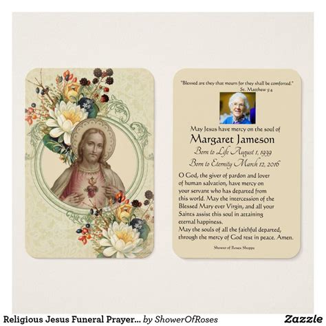 religious jesus funeral prayer memorial card sacredheart jesus