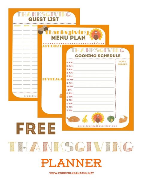thanksgiving planner   printables food folks  fun