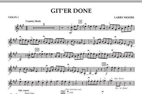 Git Er Done Violin 1 Sheet Music Larry Moore Orchestra