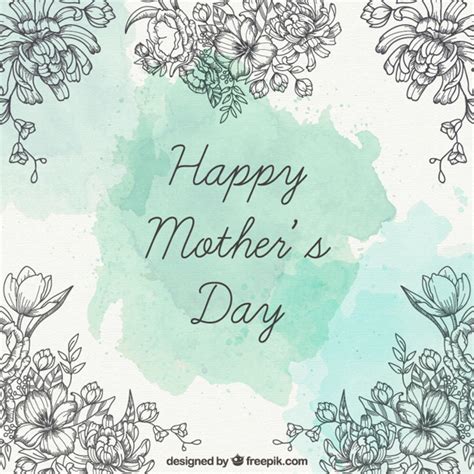 mother s day card with hand drawn flowers details vector free download