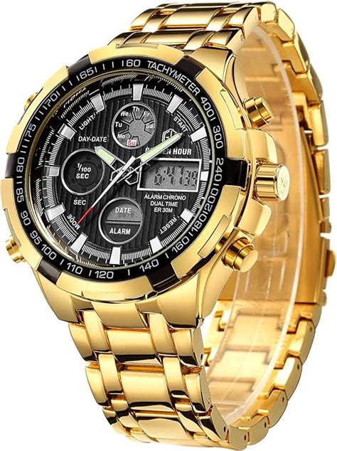 affute mens watches stainless steel sport chronograph waterproof date alarm multifunction analog