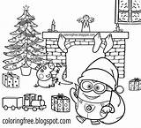 Minions Minion Pig Peppa Merry Nativity Snowy sketch template