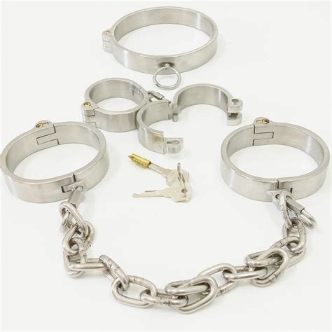stainless steel restraints bdsm bondage metal neck collar hand ankle