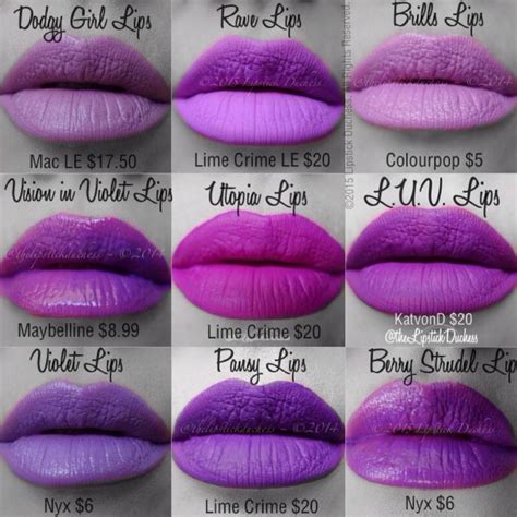 Purple Lippies Comparison Chart Purple Lips Purple