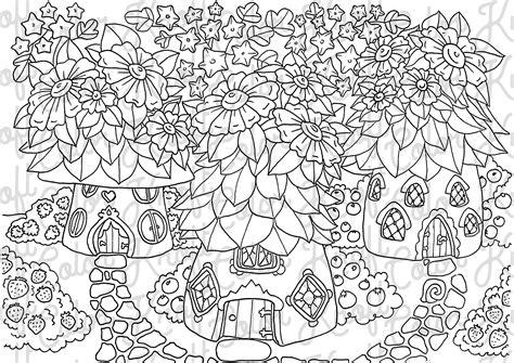 fairy garden coloring page house  fairies digital