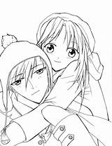 Anime Coloring Pages Couple Cute Print Couples Romantic Hugging Color Printable Girl Getcolorings Template Sketch sketch template