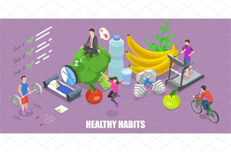 healthy habits illustrator graphics ~ creative market