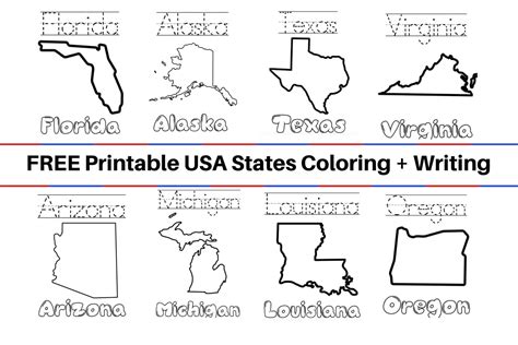 united states coloring book  writing worksheets  state