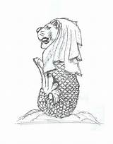 Singapore Coloring Pages Getcolorings Merlion sketch template
