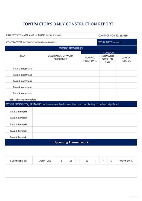 construction daily report template  popular professional template