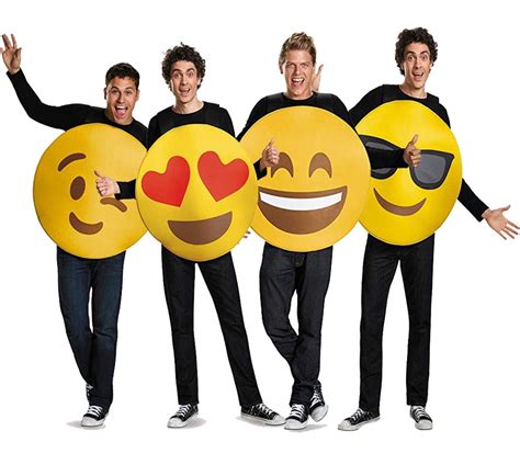 Adult Emoji Group Costume Set 4 Pieces