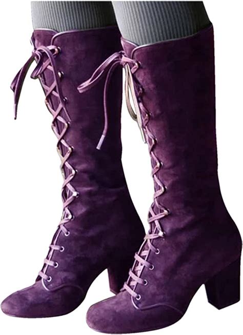 purple ankle boots for women