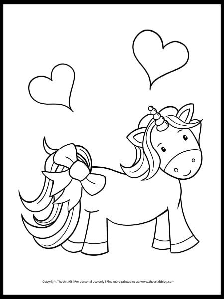 hearts  unicorn coloring page  art kit