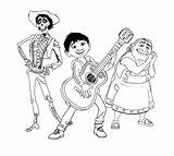 Coco Miguel Hector Coloring Pages Guitar Plays Abuelita Him While Pages2color Getdrawings Colorings sketch template