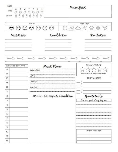 printable adhd daily planner template customize  print