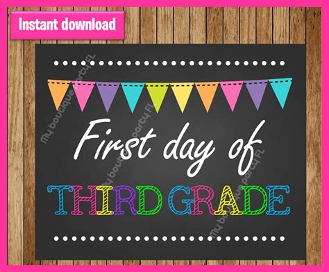 grade  sign  day  school sign printable etsy