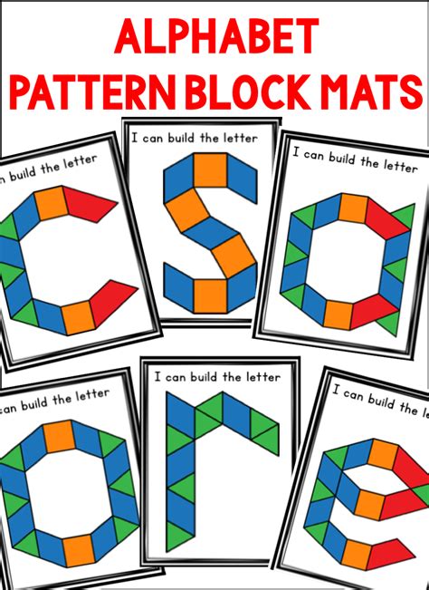alphabet pattern block mats  task cards fine motor practice