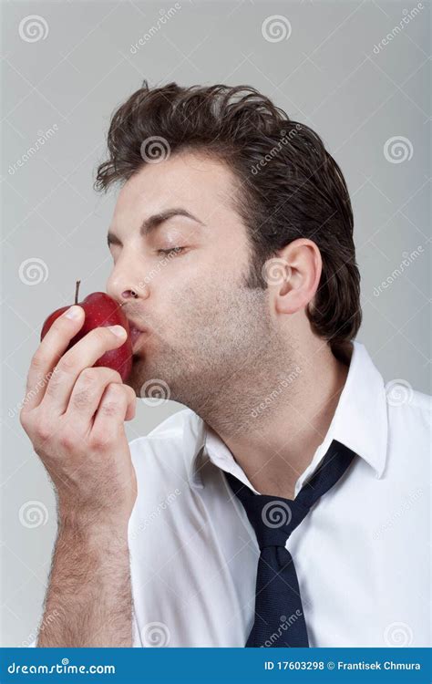 man holding red apple stock photo image  snack hand