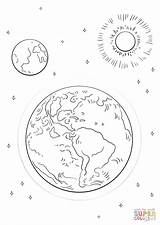 Coloring Earth Moon Sun Pages Drawing Printable sketch template