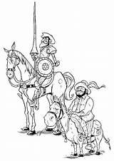 Sancho Panza Quixote Quijote Quichotte Icônes Animés Mulini Vento Illustrazioni sketch template